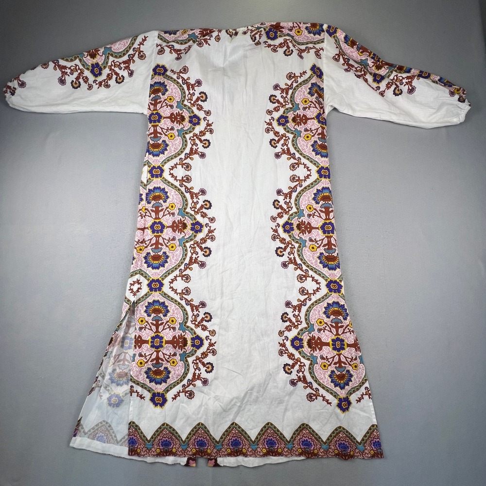 Cleobella Maxi Dress Womens Small White Floral Paisley Cotton Linen Boho Belted - Picture 14 of 16